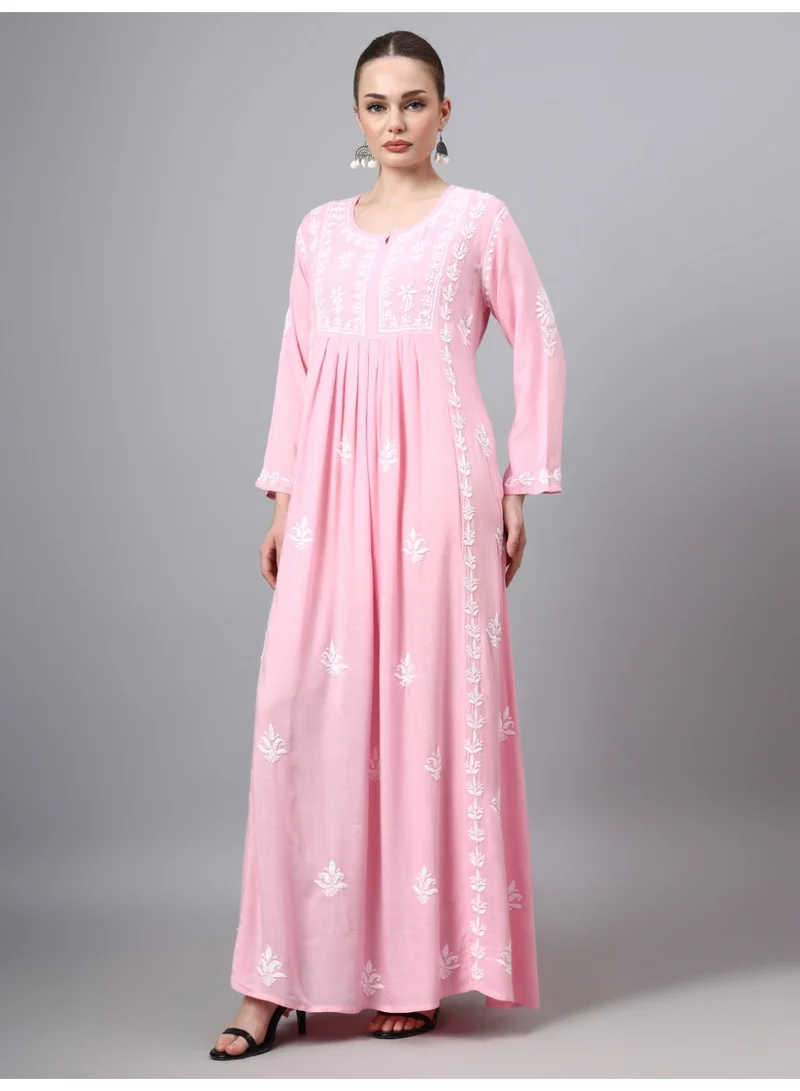 Alaya  Hand Embroidered Chikankari Rayon Jalabiya-AL4121 for Women | Best Price UAE