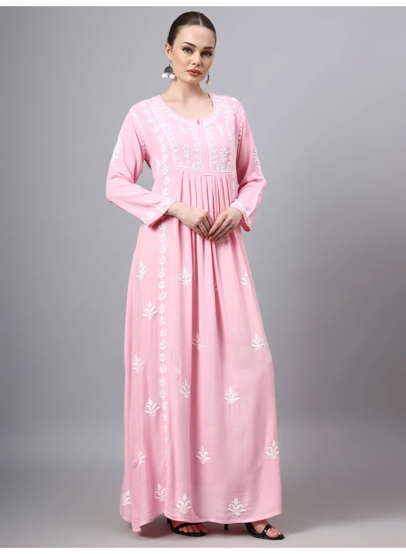 Alaya  Hand Embroidered Chikankari Rayon Jalabiya-AL4121 for Women | Best Price UAE