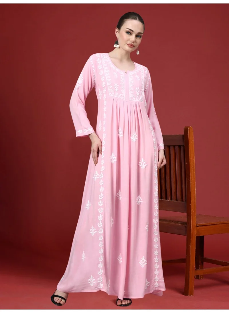 Alaya  Hand Embroidered Chikankari Rayon Jalabiya-AL4121 for Women | Best Price UAE
