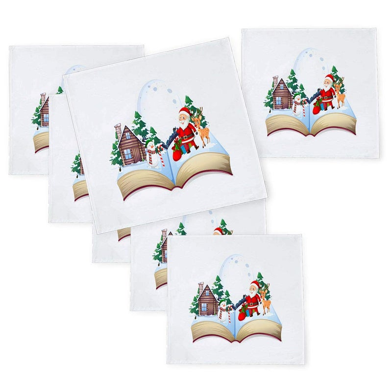 Khakee 6 Pcs Christmas Theme Tafta Silk Table Napkins 10x 10 for Xmas Decoration Christmas OrnamentsChristmas Gift npxmas286P - Image 1