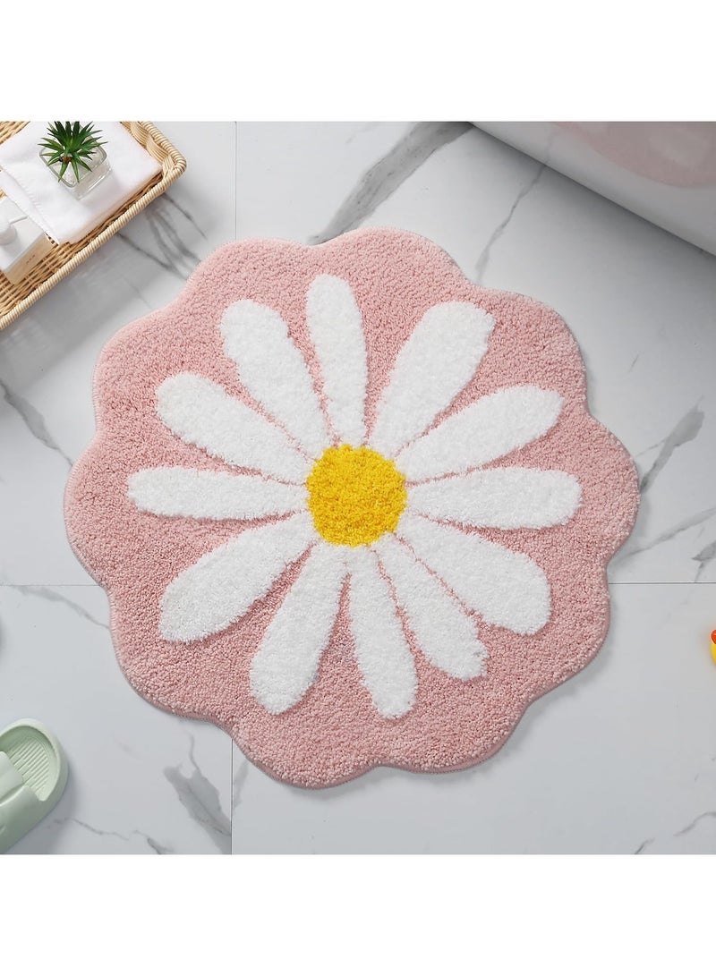 general Lovely bath mat, pink flower rug, absorbent non-slip mat, soft machine washable carpet mat for bedroom kitchen bathroom toilet flooring - Image 1