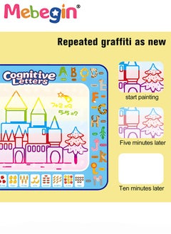 MEBEGIN 100 x 80cm Water Doodle Mat, Larger Drawing Painting Pad with 3 Magic Pens and 8 Stamps, Fun Creative Educational Toys, Made of No-toxic Eco-friendly Material, No Mess, No Ink, No Stains, Portable to Carry, Suitable for Outdoor or Travel  - Image 4