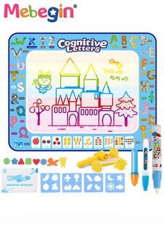 MEBEGIN 100 x 80cm Water Doodle Mat, Larger Drawing Painting Pad with 3 Magic Pens and 8 Stamps, Fun Creative Educational Toys, Made of No-toxic Eco-friendly Material, No Mess, No Ink, No Stains, Portable to Carry, Suitable for Outdoor or Travel  - Image 1