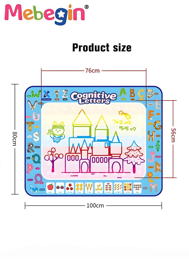MEBEGIN 100 x 80cm Water Doodle Mat, Larger Drawing Painting Pad with 3 Magic Pens and 8 Stamps, Fun Creative Educational Toys, Made of No-toxic Eco-friendly Material, No Mess, No Ink, No Stains, Portable to Carry, Suitable for Outdoor or Travel  - Image 5