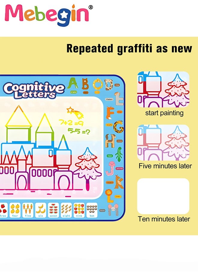 MEBEGIN 100 x 80cm Water Doodle Mat, Larger Drawing Painting Pad with 3 Magic Pens and 8 Stamps, Fun Creative Educational Toys, Made of No-toxic Eco-friendly Material, No Mess, No Ink, No Stains, Portable to Carry, Suitable for Outdoor or Travel  - Image 4