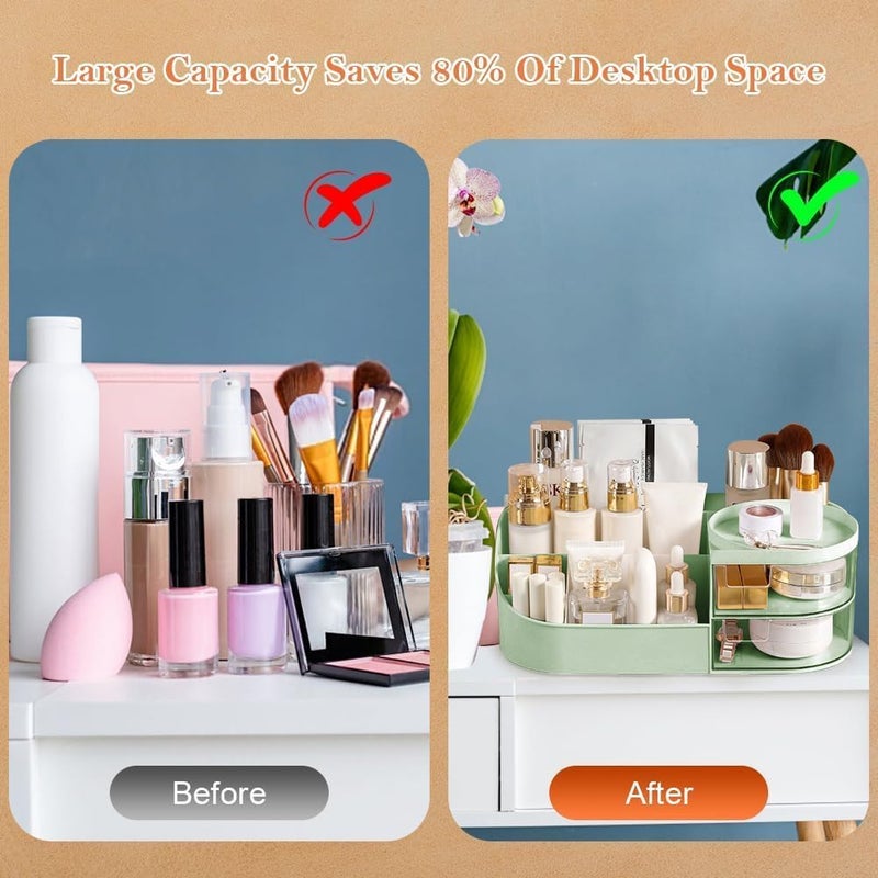 MEGHARSH Makeup Desk Cosmetic Storage Box Organizer with Drawers for Dressing Table,Bathroom Counter, Elegant Vanity Holder for Brushes, Eyeshadow, Lotions, Lipstick (White) - Image 5