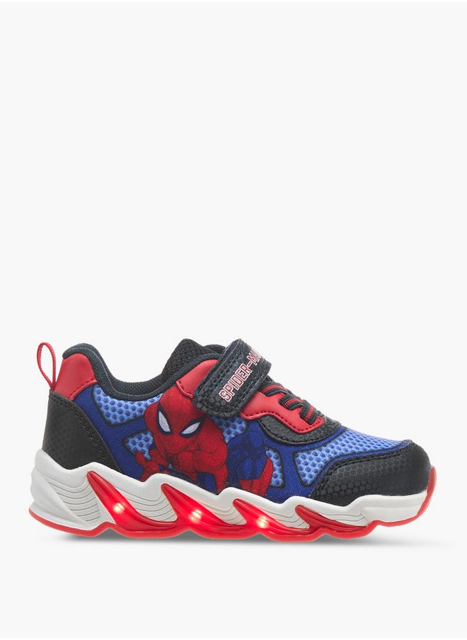 Boys Spider-Man Graphic Detail Light-Up Sneakers with Hook and Loop Closure