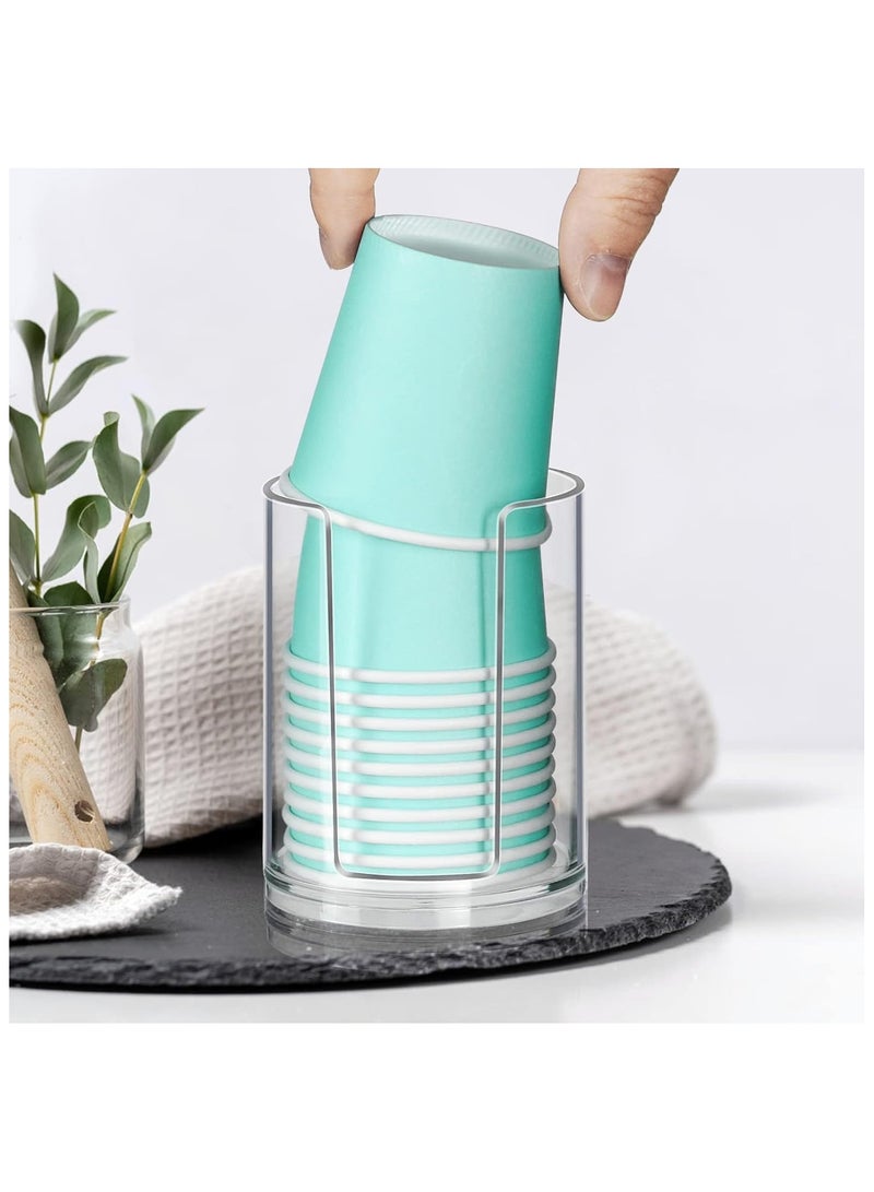 Clear Cup Dispenser, Bathroom Cup Dispenser, Disposable Mouthwash Cups Holder Fit 3oz-4oz Small Paper Cups, Cup Storage Stand, Cup Holder for Countertop  - Image 2