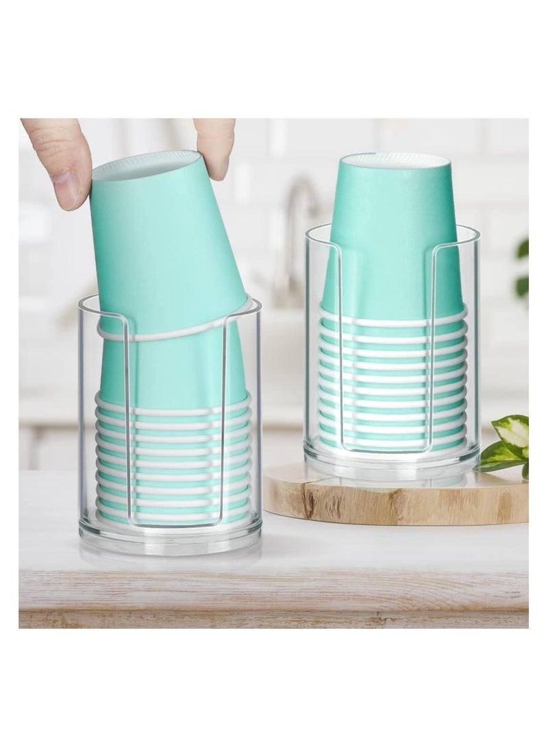 Clear Cup Dispenser, Bathroom Cup Dispenser, Disposable Mouthwash Cups Holder Fit 3oz-4oz Small Paper Cups, Cup Storage Stand, Cup Holder for Countertop  - Image 4