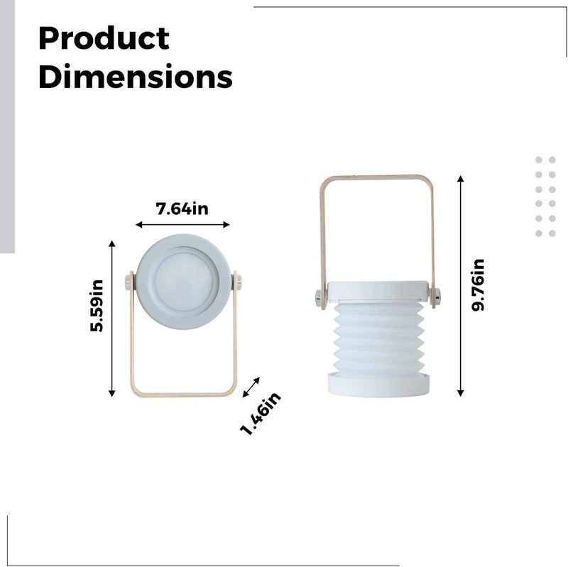 Portable 3-in-1 Led Lantern - Foldable Desk Lamp, Touch Dimmable Night Light, 224 G, 1200 Mah Battery, Eye-Friendly, Ideal for Camping - Image 3