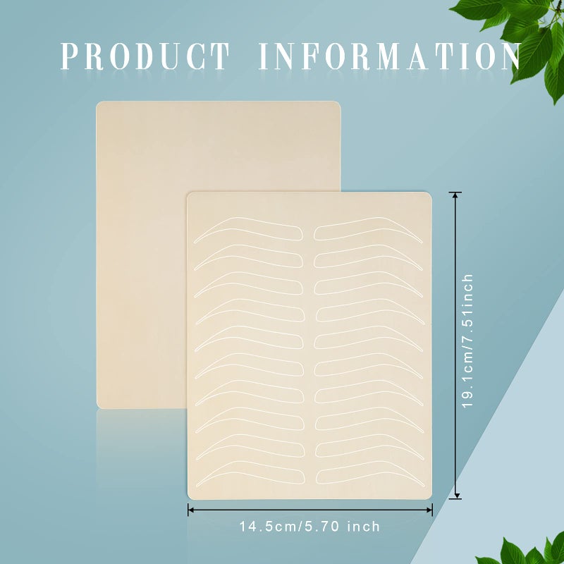 Leelosp 24 Pieces Microblading Practice Skin Double Sided Microblading Supplies Eyebrows Tattoo Fake Practice Skin Silicone No Ink Makeup Silicone Fake Brow Sheet - Image 3