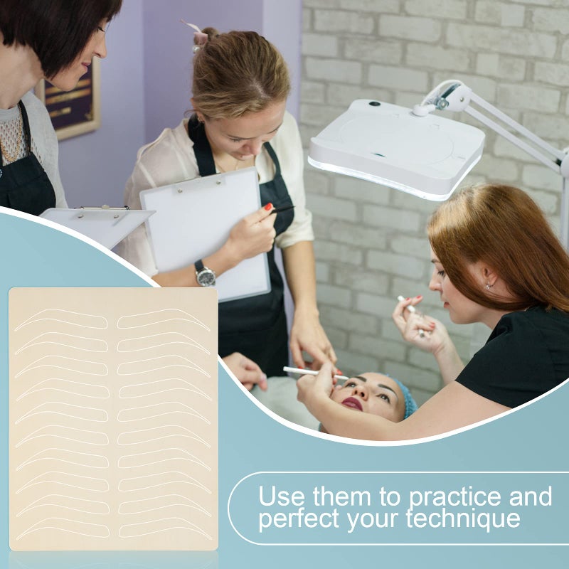 Leelosp 24 Pieces Microblading Practice Skin Double Sided Microblading Supplies Eyebrows Tattoo Fake Practice Skin Silicone No Ink Makeup Silicone Fake Brow Sheet - Image 2