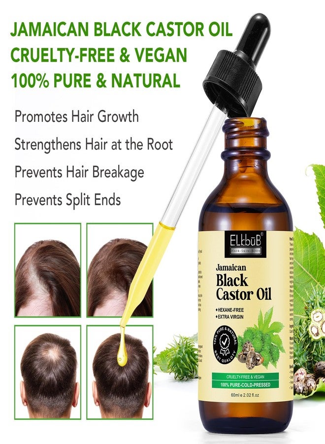 ELBBUB Jamaican Black Castor Oil - for Hair Growth Skin Condition, Eyebrows Eyelashes, Nail Care Grow, Moisturizing Massage Oil for Aromatherapy 2 fl oz - Image 2