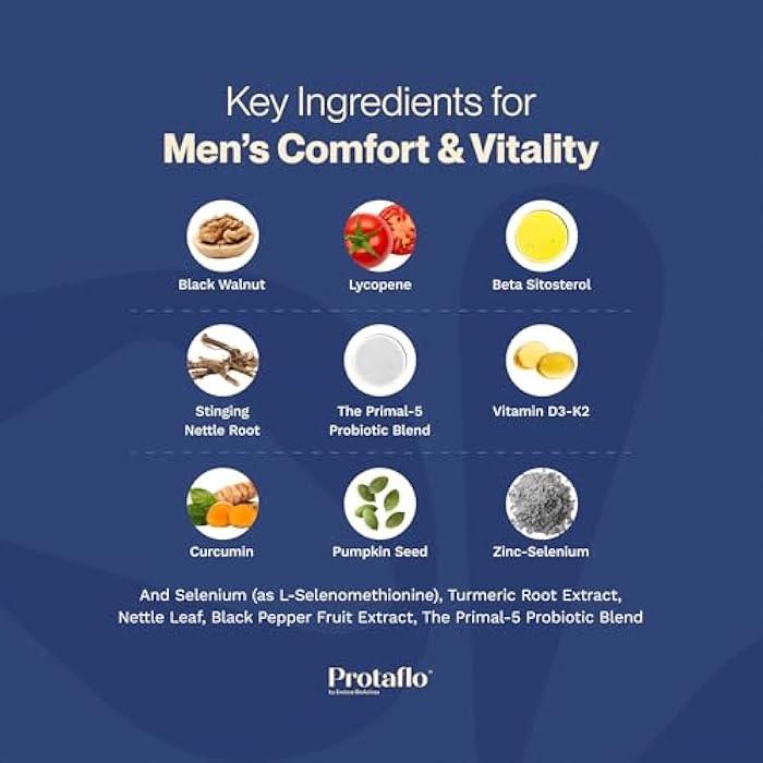 Prostate Supplements for Men 4 Pack - Supports Urinary Flow & Bladder Control | Probiotics + Black Walnut, Nettle, Turmeric, Lycopene, Pumpkin Seed, Vitamin D3 & K2, Zinc + Selenium, 60 Caps - Image 5