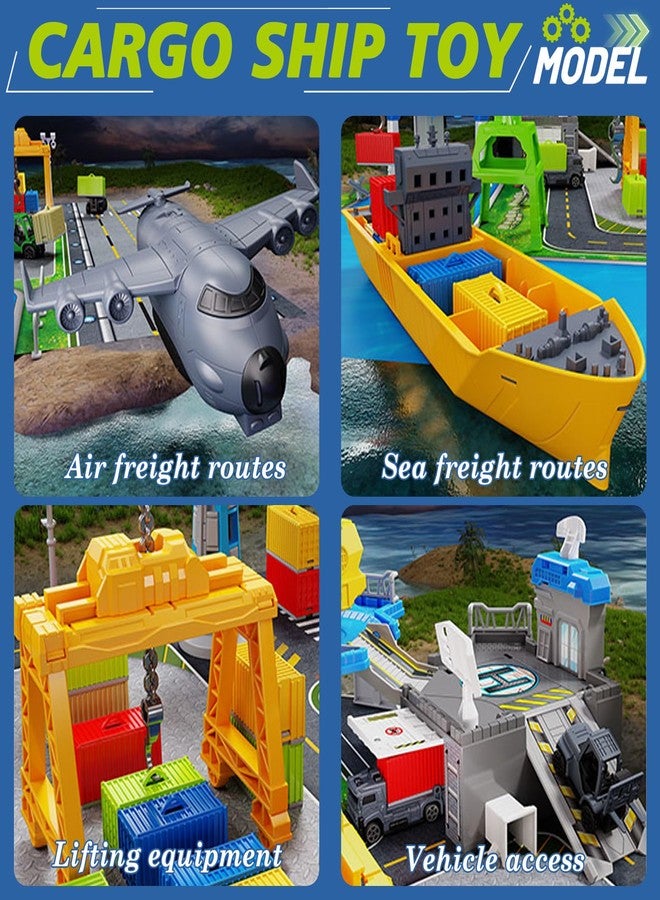 Frontoytall 56 Piece Cargo Ship Toy Set, Transport Containers Port Playset with Play Map, Plastic Toy Boat Crane Playset for Toddlers 3+ Years Old, Ideal Gift for Boys and Girls - Image 5