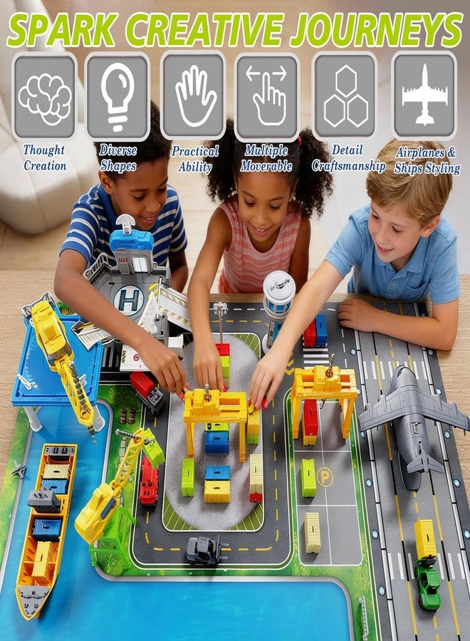 Frontoytall 56 Piece Cargo Ship Toy Set, Transport Containers Port Playset with Play Map, Plastic Toy Boat Crane Playset for Toddlers 3+ Years Old, Ideal Gift for Boys and Girls - Image 4