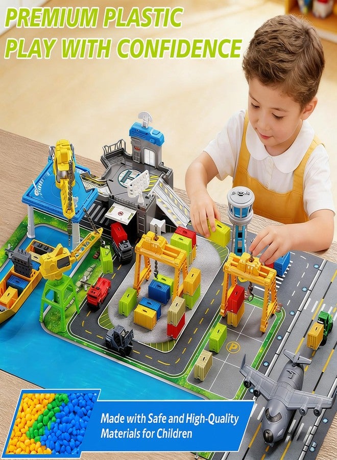 Frontoytall 56 Piece Cargo Ship Toy Set, Transport Containers Port Playset with Play Map, Plastic Toy Boat Crane Playset for Toddlers 3+ Years Old, Ideal Gift for Boys and Girls - Image 3
