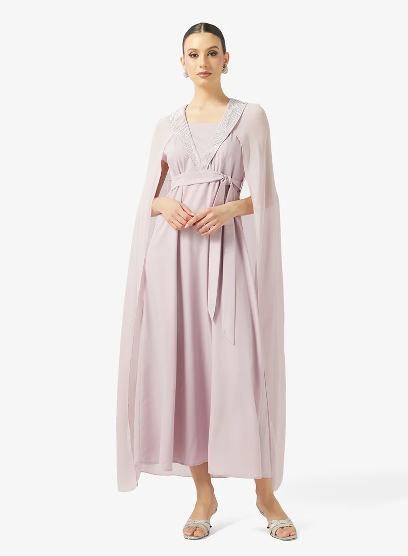 Khizana Dress With Exaggerated Cape