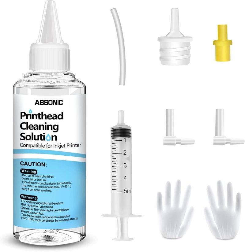 Printer Cleaning Kit for Epson, Printhead Cleaning Kit for HP, Inkjet Printer Head Cleaner for Canon, Printers Cleaner Printhead Cleaning Solution for Inkjet, Printers Print Head Cleaning Kits 100mL - Image 1