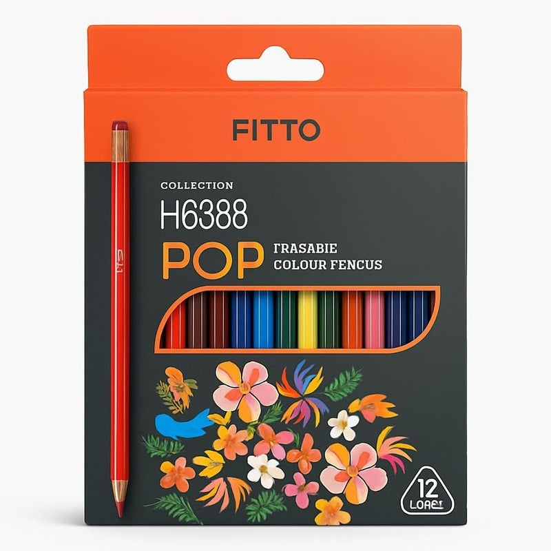 FITTO Erasable Color Pencils Set – Wood-Free, Vibrant Colors with Built-In Erasers for Kids & Adults, Eco-Friendly & Break-Resistant Design for Art, School Projects & Hobbies - Image 1