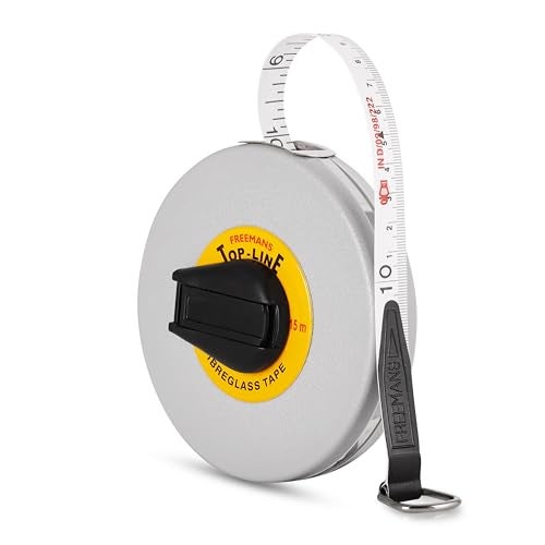 FREEMANS FT15 Fiberglass Top Line Measuring Tape - 15m/50ft || Case Reinforced with Stainless Steel Band || Durable Winding Mechanism Handle and Stainless Steel Mouth with End Hook - Image 5