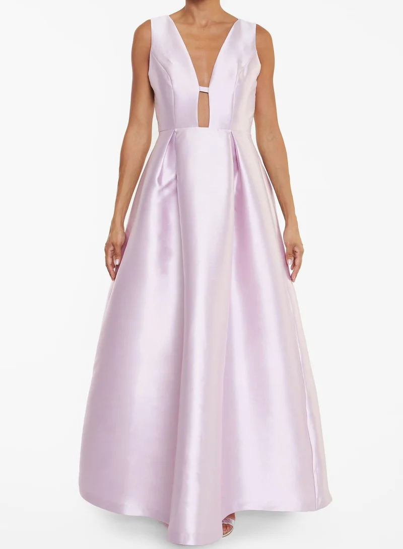 True Decadence Camilla Lilac Plunge-Front Cut-Out Maxi-Dress