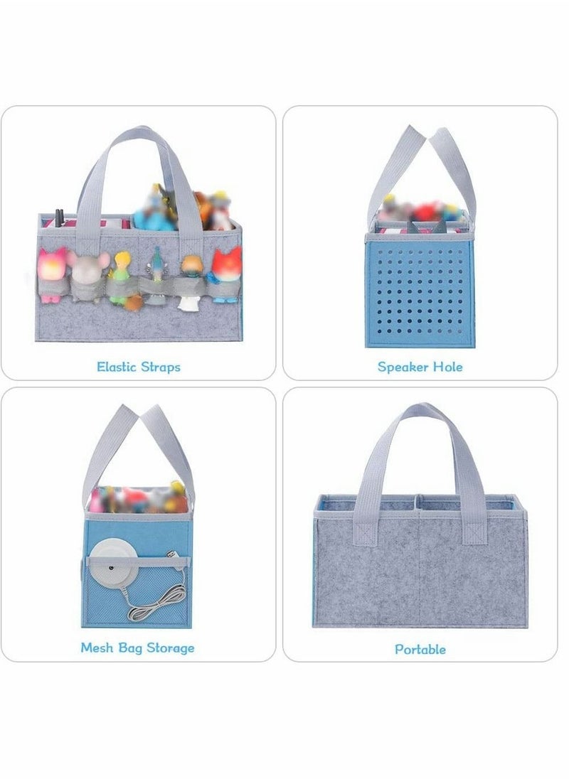 Bag for Toniebox Tasche Kids Starter Set Holds 30 40 Tonies Figures and Audio Carrying Bag with Handle for Toniebox for Toniesbox Accessories Travel Bag for Tonies Audio Characters(Blue grey) - Image 5