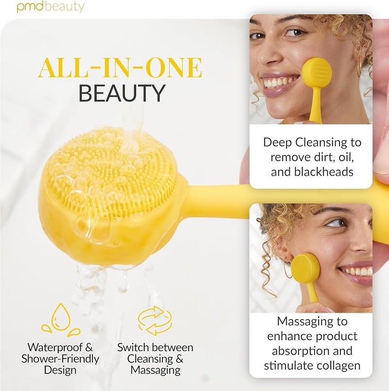 PMD Beauty Clean Mini - Smart Facial Cleansing Device with Silicone Brush & Anti-Aging Massager - Waterproof - SonicGlow Vibration Technology - Clear Pores and Blackheads - Lift,Firm,and Tone Skin - Image 3