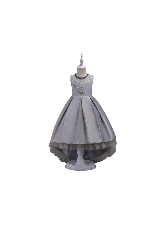 D'Daniela Long Tail Flower girl dress Grey