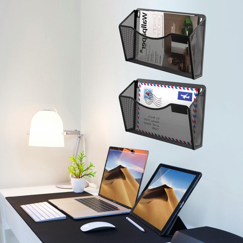Gawerk 3 Pack Wall File Organizer, Mesh Hanging Metal Vertical Wall Mounted File Holder for Office/Home - Image 5