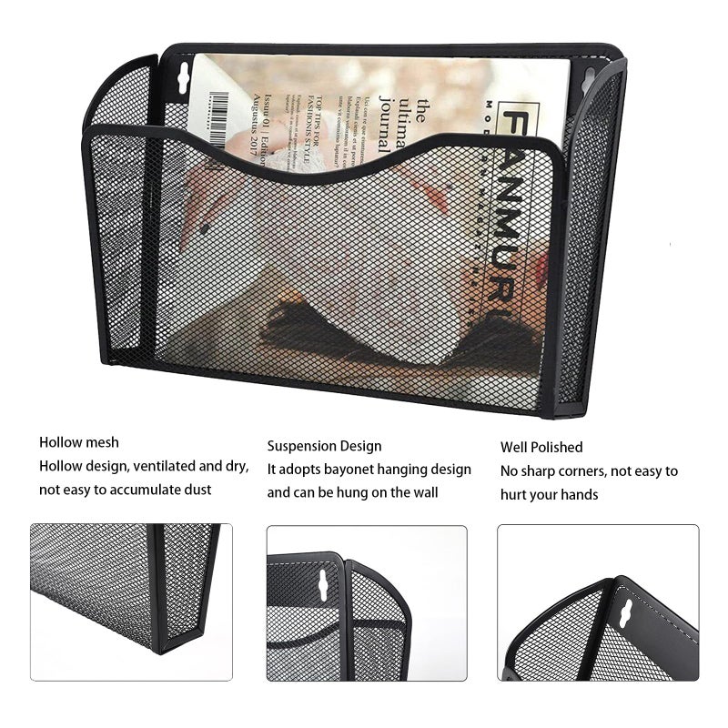 Gawerk 3 Pack Wall File Organizer, Mesh Hanging Metal Vertical Wall Mounted File Holder for Office/Home - Image 3