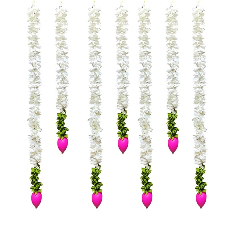 KAAS Fabric White Gajra Jasmine Flower Garland Lotus ladi Strings for Ganpati Wedding Decorations Event Decor Diwali PoojaTempleMandir 7 Strings 25 ft 4 Pieces 15 ft 3 Pieces - Image 3