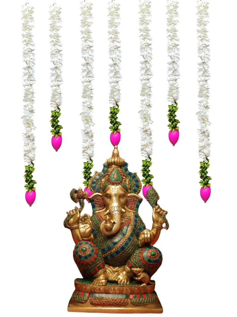 KAAS Fabric White Gajra Jasmine Flower Garland Lotus ladi Strings for Ganpati Wedding Decorations Event Decor Diwali PoojaTempleMandir 7 Strings 25 ft 4 Pieces 15 ft 3 Pieces - Image 4