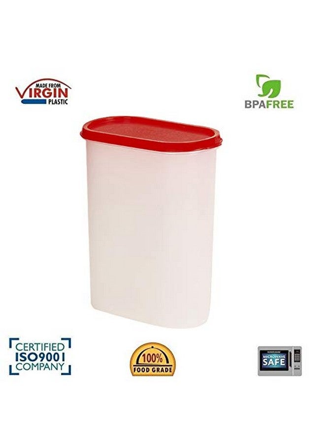 Mahaware Modular Oval Plastic Kitchen Container Set,2400 ml, Set of 9, Red - Image 4