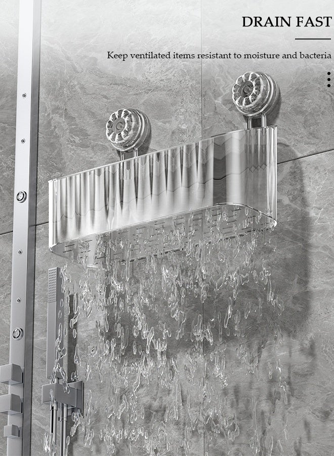 DUNISO Shower Caddy Suction Cup Clear Shower Organizer, No Drilling Bathroom Organizers and Storage Racks,Large Capacity Waterproof Transparent Shower Rack Organizer with Two Vacuum Suckers for Kitchen Bathroom - Image 4