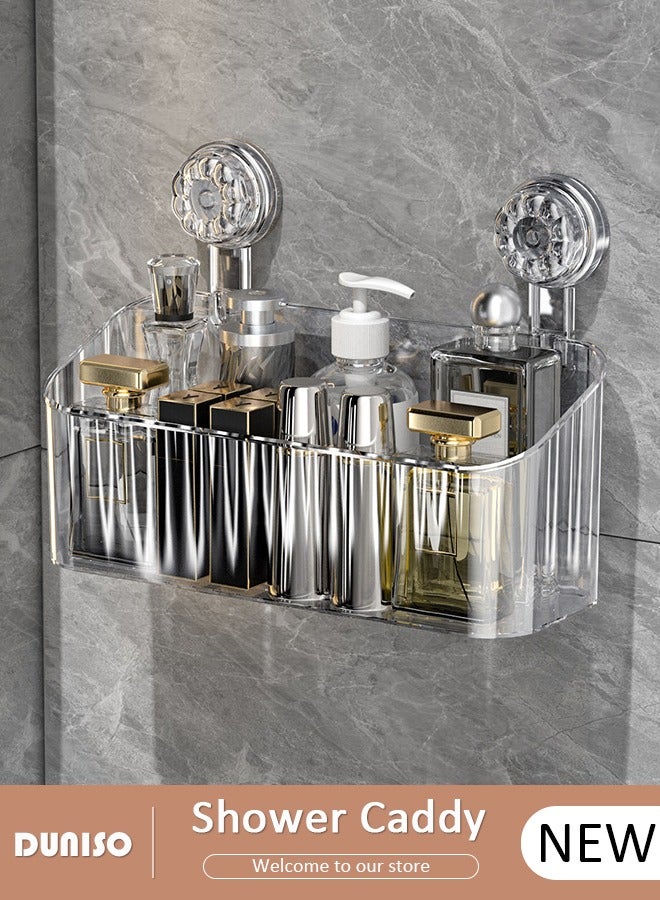 DUNISO Shower Caddy Suction Cup Clear Shower Organizer, No Drilling Bathroom Organizers and Storage Racks,Large Capacity Waterproof Transparent Shower Rack Organizer with Two Vacuum Suckers for Kitchen Bathroom  - Image 1