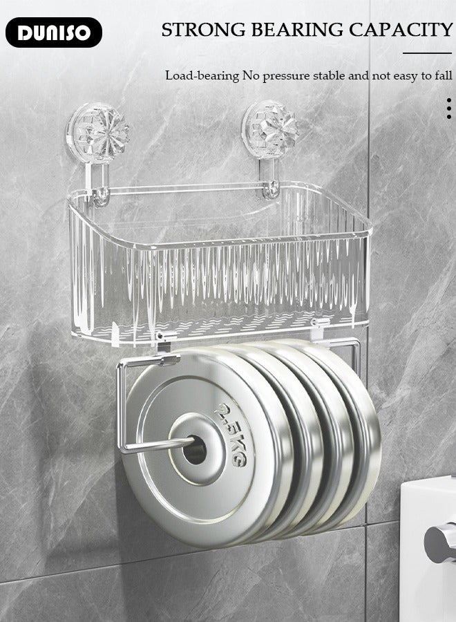 DUNISO Shower Caddy Suction Cup Clear Shower Organizer, No Drilling Bathroom Organizers and Storage Racks,Large Capacity Waterproof Transparent Shower Rack Organizer with Two Vacuum Suckers for Kitchen Bathroom  - Image 5