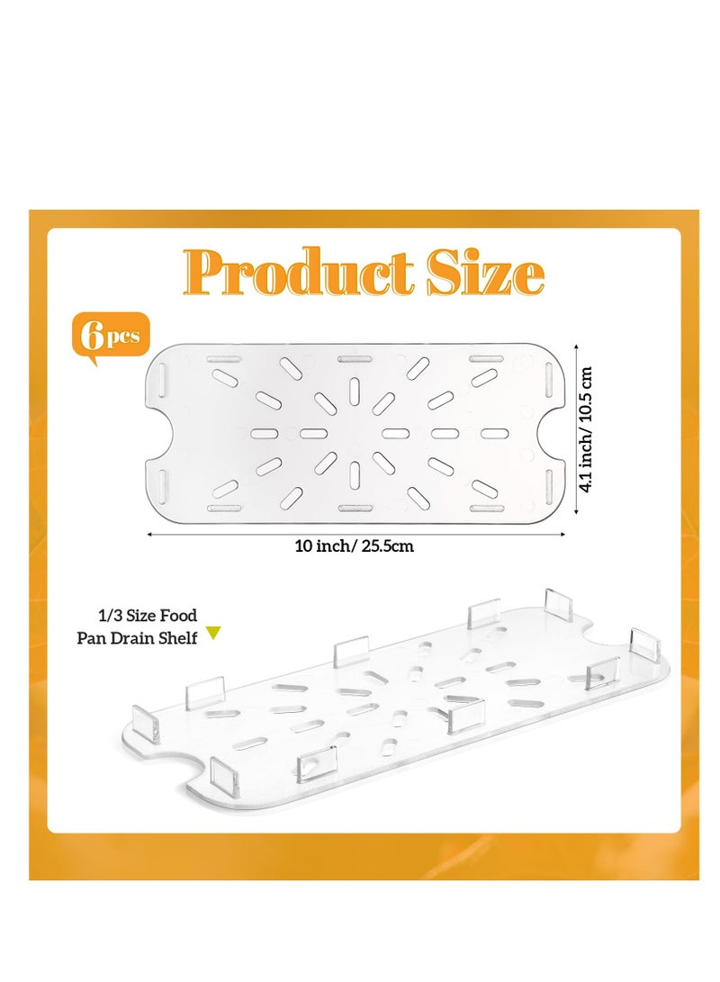 SOLARAE Clear Plastic Drain Shelf for Food Pans - 6 Pack Acrylic Grate Trays for Fruits, Vegetables, Beans, Corns, and Kitchen Use in Restaurants and Hotels (1/3 Size) - Image 3
