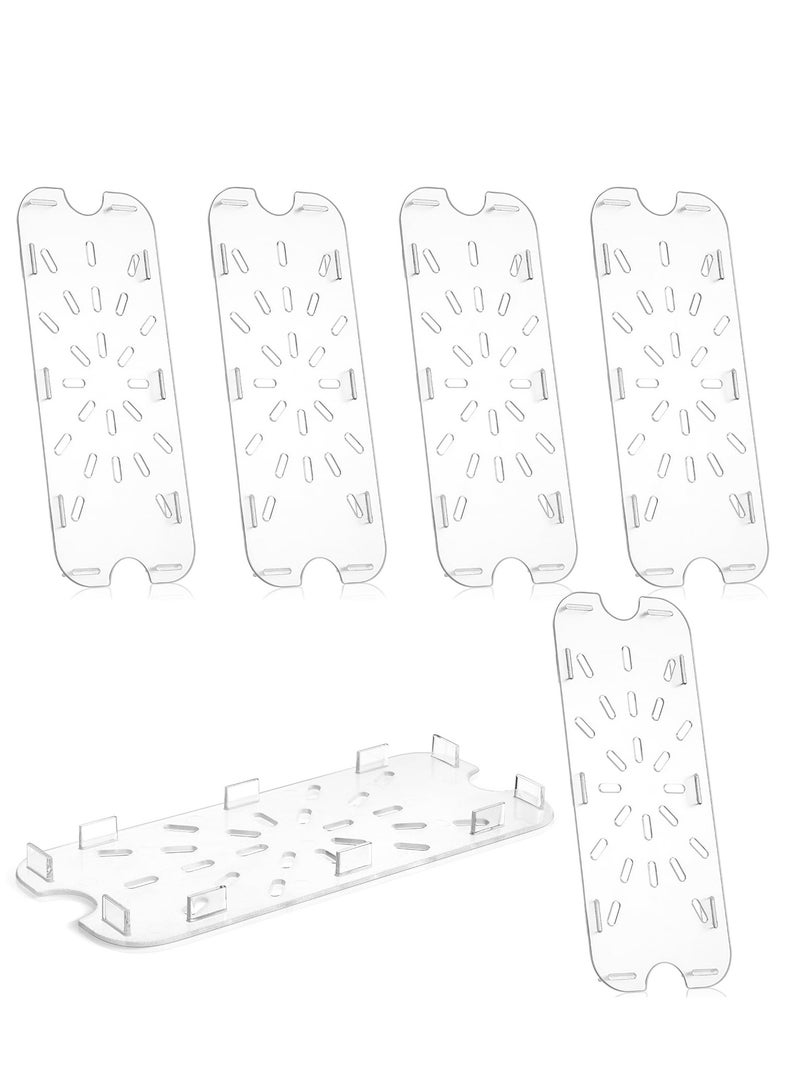 SOLARAE Clear Plastic Drain Shelf for Food Pans - 6 Pack Acrylic Grate Trays for Fruits, Vegetables, Beans, Corns, and Kitchen Use in Restaurants and Hotels (1/3 Size) - Image 1