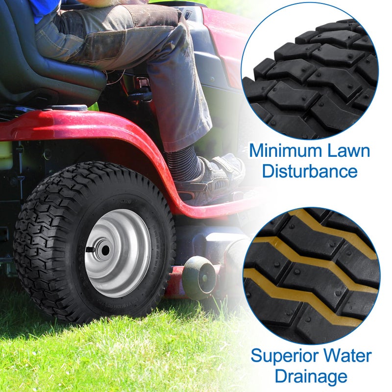 phepetroll 15x6.00-6nhs Lawn Mower Front Tire 4 Ply 15x6x6 Lawn Mower 570 Lbs Tire and Wheel with 3/4" Iron Bushing and 12 Spacers, Replacement for Garden Lawn Tractor Riding Lawn Mowers, 2 Pack - Image 4