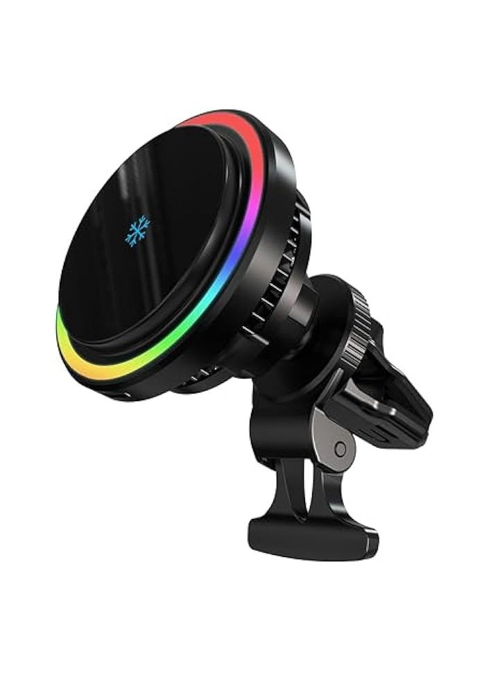 erorex 15W Qi2 Compatible with MagSafe Square Fast Charging Pad with Airvent & Suction Mount and Car Charger - Black  - Image 1