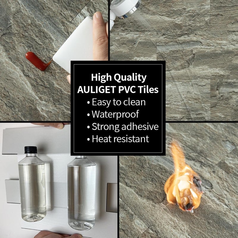 AULIGET 20-Piece Apache Brown Rock Peel and Stick Backsplash Wall Tiles, 6" x 12" PVC Faux Stone Stick on Tiles Backsplash Kitchen - Image 5