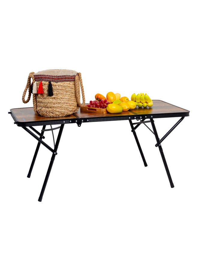 AL SANIDI Foldable Aluminum Table, Foldable Table for Outdoor and Home Gardens, Brown, Size120*60*28*56Cm  - Image 2