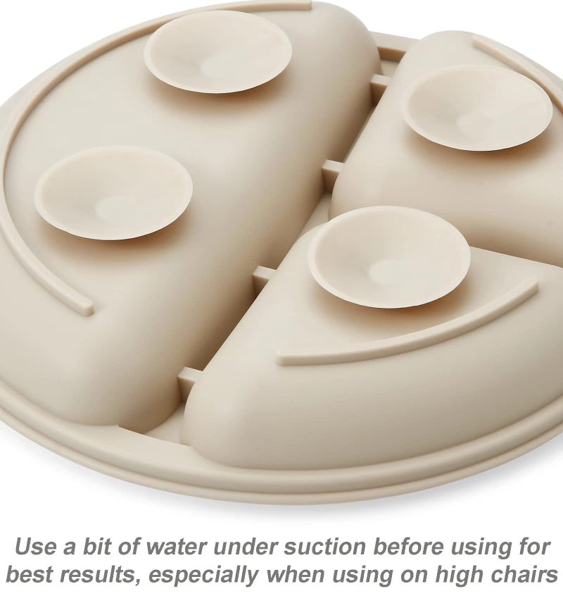 PandaEar Silicone Baby Feeding Set 2 Pack Silicone Divided Suction Plate and 2 Pack Tiny Cup with 2 Spoons 2 Forks Baby Led Weaning Supplies Self Feeding Eating Utensils Light TanWalnut - Image 5