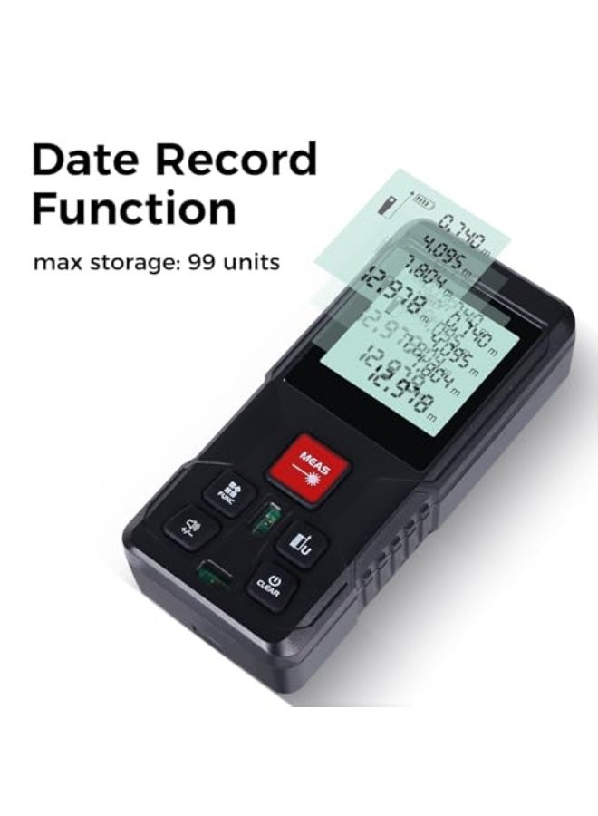 Digital laser measuring device with 120 m LCD display with two levels for bubbles, measuring distance, space and size, phythagoras mode and switching data storage module from Perworld - Image 4