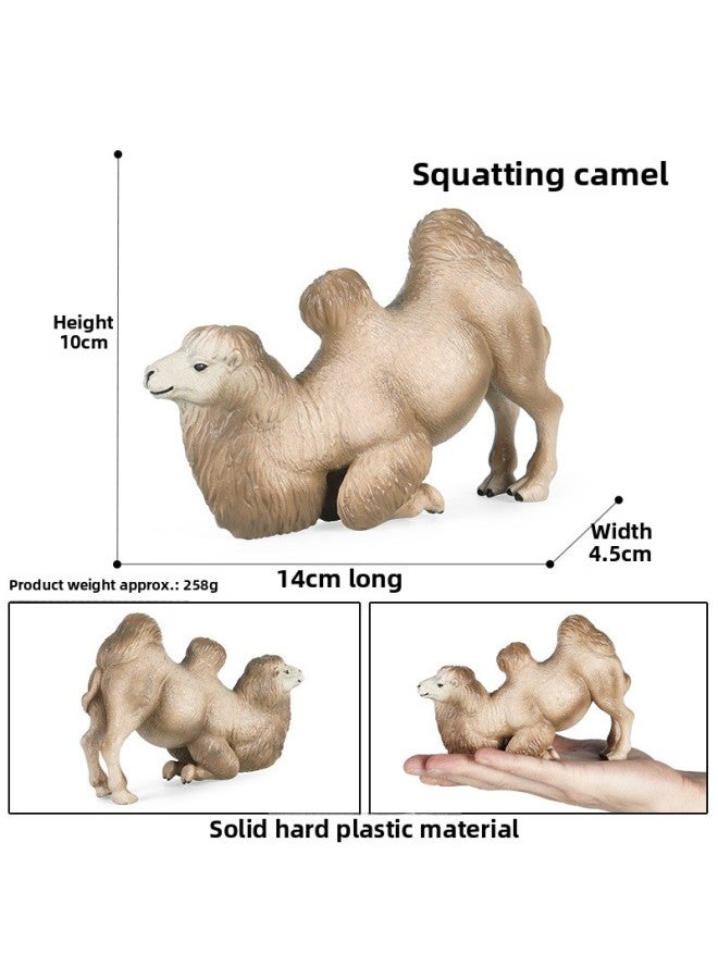 Solid Simulation Wild Animal Model Toy Camel Bimodal Camel Desert Camel Children's Cognitive Ornaments-Color:JZ-apricot Squat Camel - Image 1