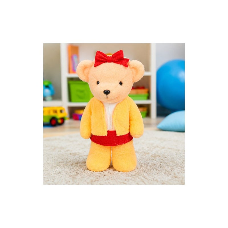 Teddy Bear Plush Toy for Kids, Yellow and Red Stuffed Animal - Image 4