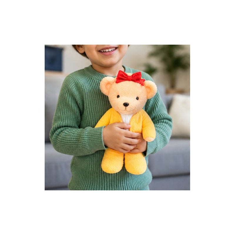 Teddy Bear Plush Toy for Kids, Yellow and Red Stuffed Animal - Image 3