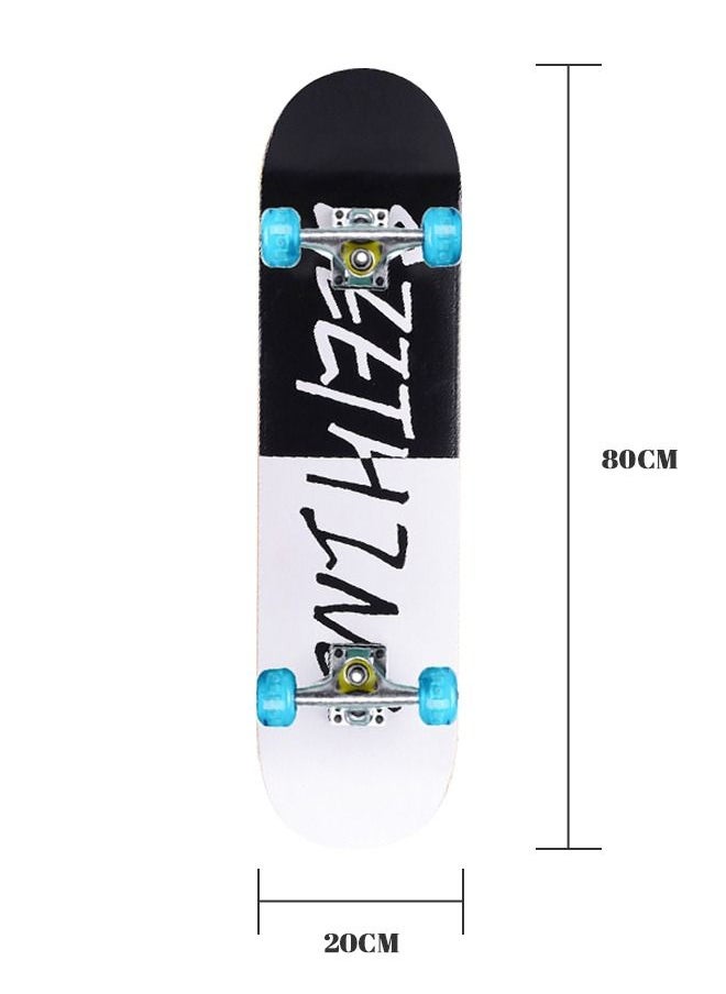 GROIC - 31 Inch Skateboard Shockproof Double Warped Colorful LED Light Up Wheels for Beginners Professionals Double-Sided Black White - Image 1