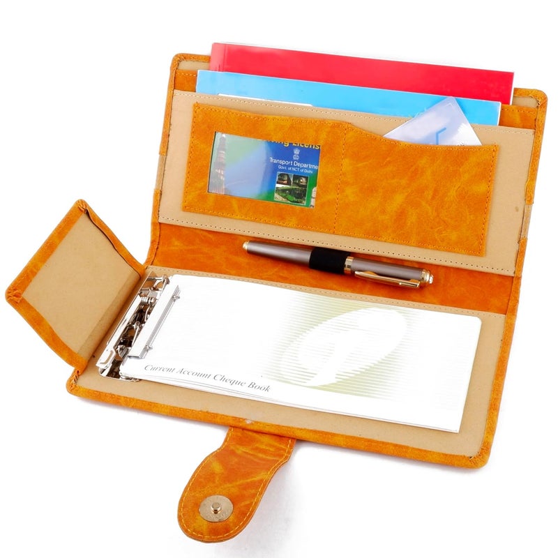 Asraw PU Faux Leather Expanding and Multiple Cheque Book Cover for Cards, Passbook & Chequebook - Chequebook Cover, Passbook Cover, Documents Cover for Office & Home Use (Orange) - Image 3